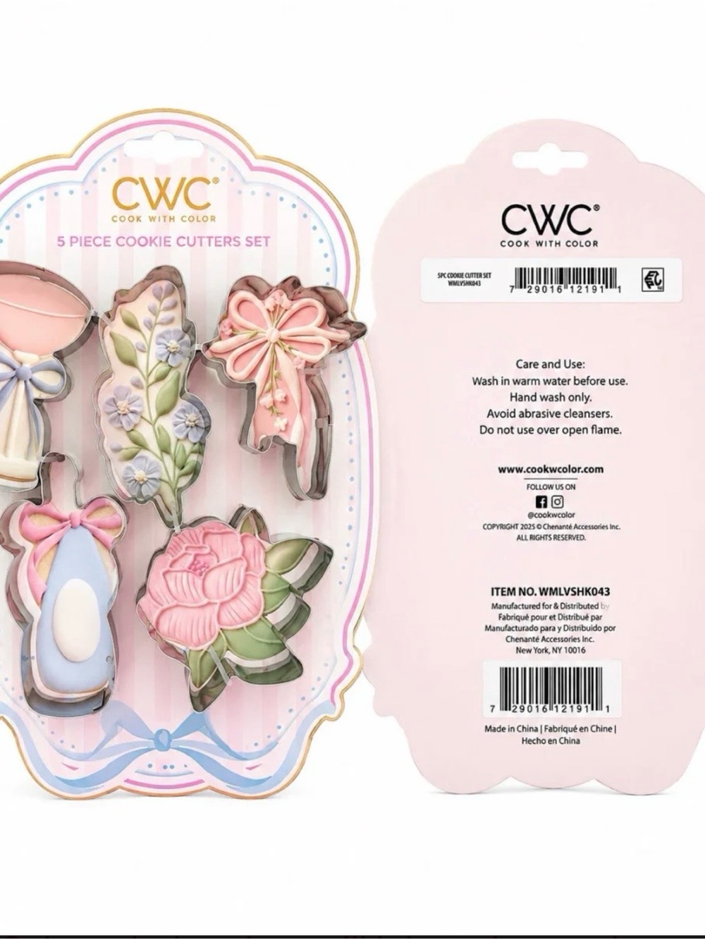 CWC Cook With Color 5-Piece Floral Cookie Cutter Set – Flowers & Bows